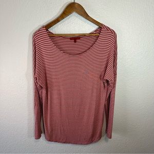 Red BKE | Burnt Orange‎ & White Striped Top Sz L